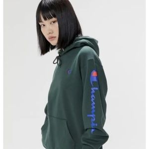 Urban Outfitters X Champion Pullover Green Hoodie Sweatshirt Women's Size XS